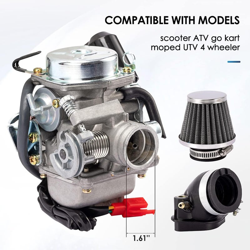 Tang GY6 Carburetor 150cc for 4 Stroke 125cc 152QMJ 157QMJ Engines Electric Choke Motorcycle Scooter 24mm PD24J Carb with Intake Manifold - Image 3